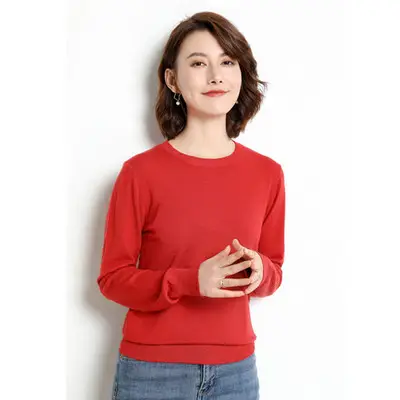 Women's White Round Neck Slim Sweater Large - Image 13