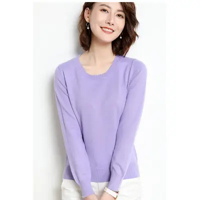 Women's White Round Neck Slim Sweater Large - Image 16