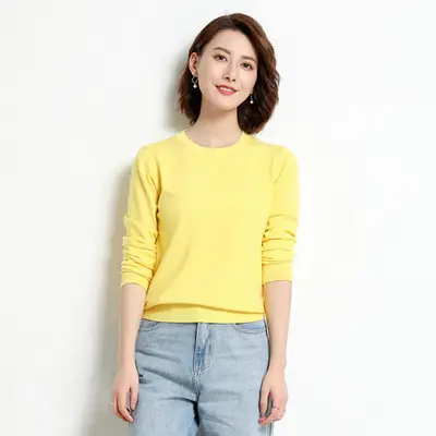 Women's White Round Neck Slim Sweater Large - Image 2