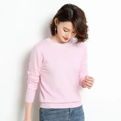 Women's White Round Neck Slim Sweater Large - Image 23