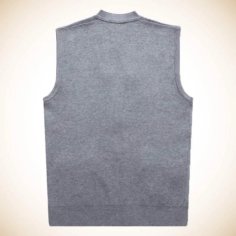 Grey V-Neck Knitted Vest for Men Spring Autumn - Image 5