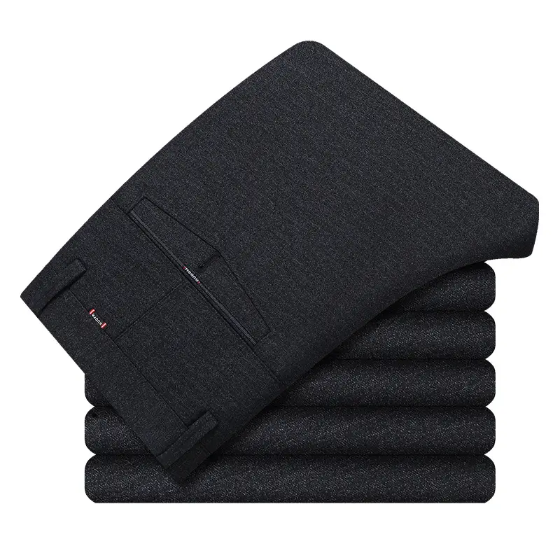 Men's Fleece Lined Thick Winter Pants Black High Waist - Image 7