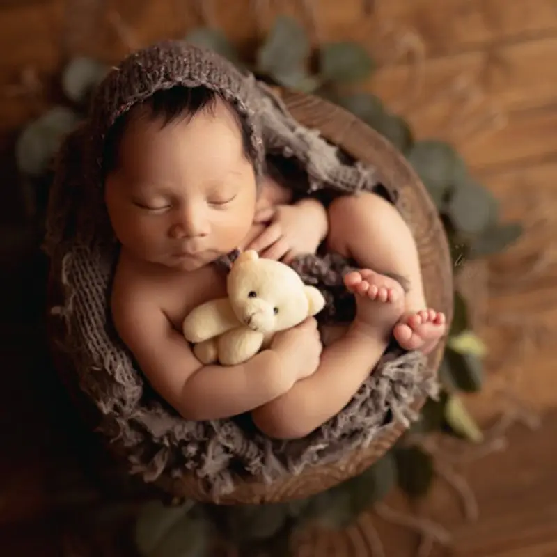 Newborn Photo Hat with Full Moon Design Wool Knit - Image 10