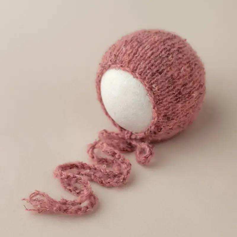 Newborn Photo Hat with Full Moon Design Wool Knit - Image 12