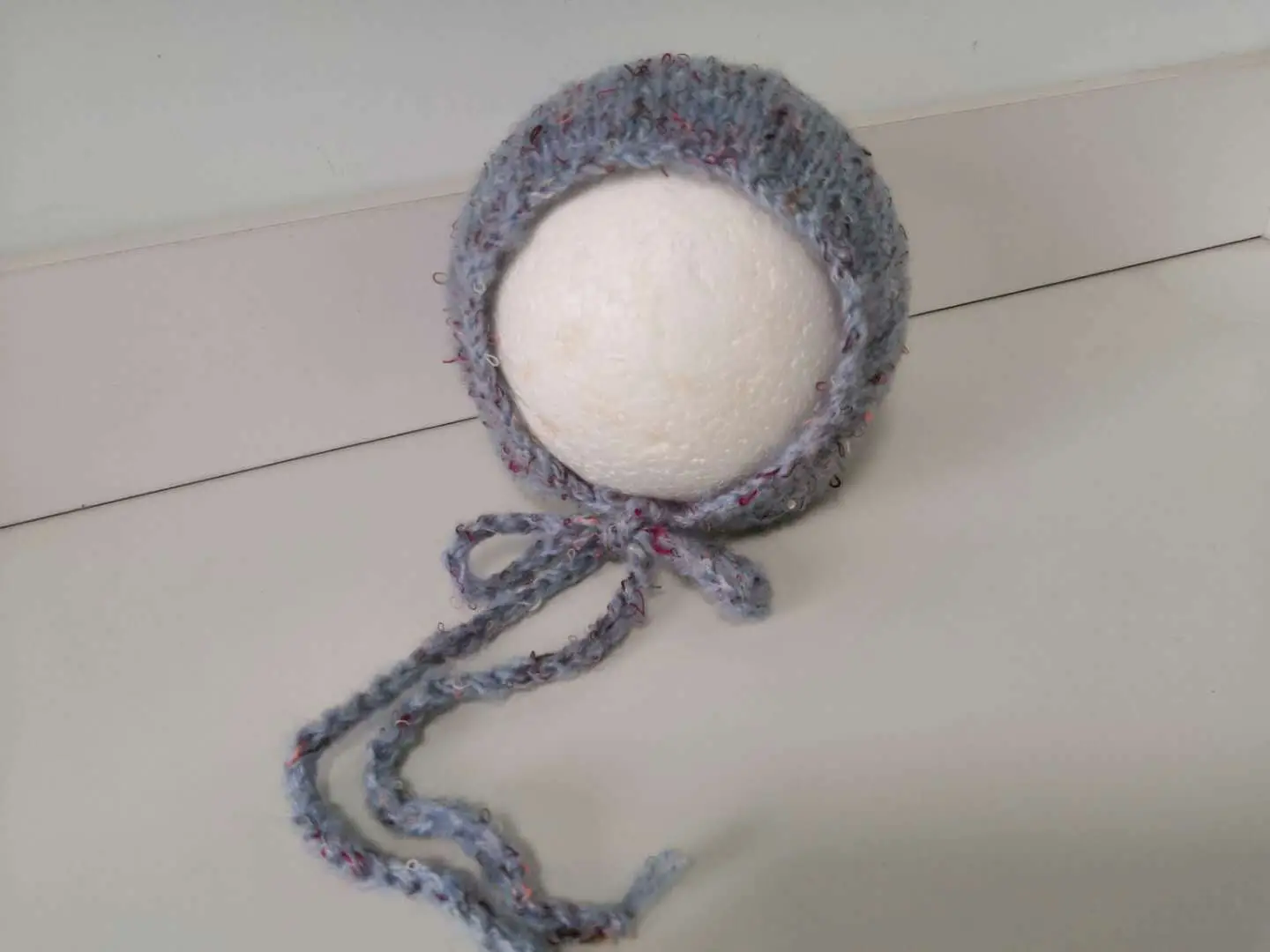 Newborn Photo Hat with Full Moon Design Wool Knit - Image 2