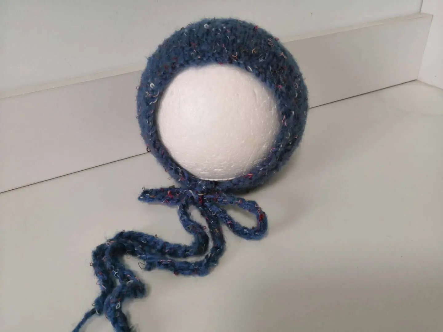 Newborn Photo Hat with Full Moon Design Wool Knit - Image 3