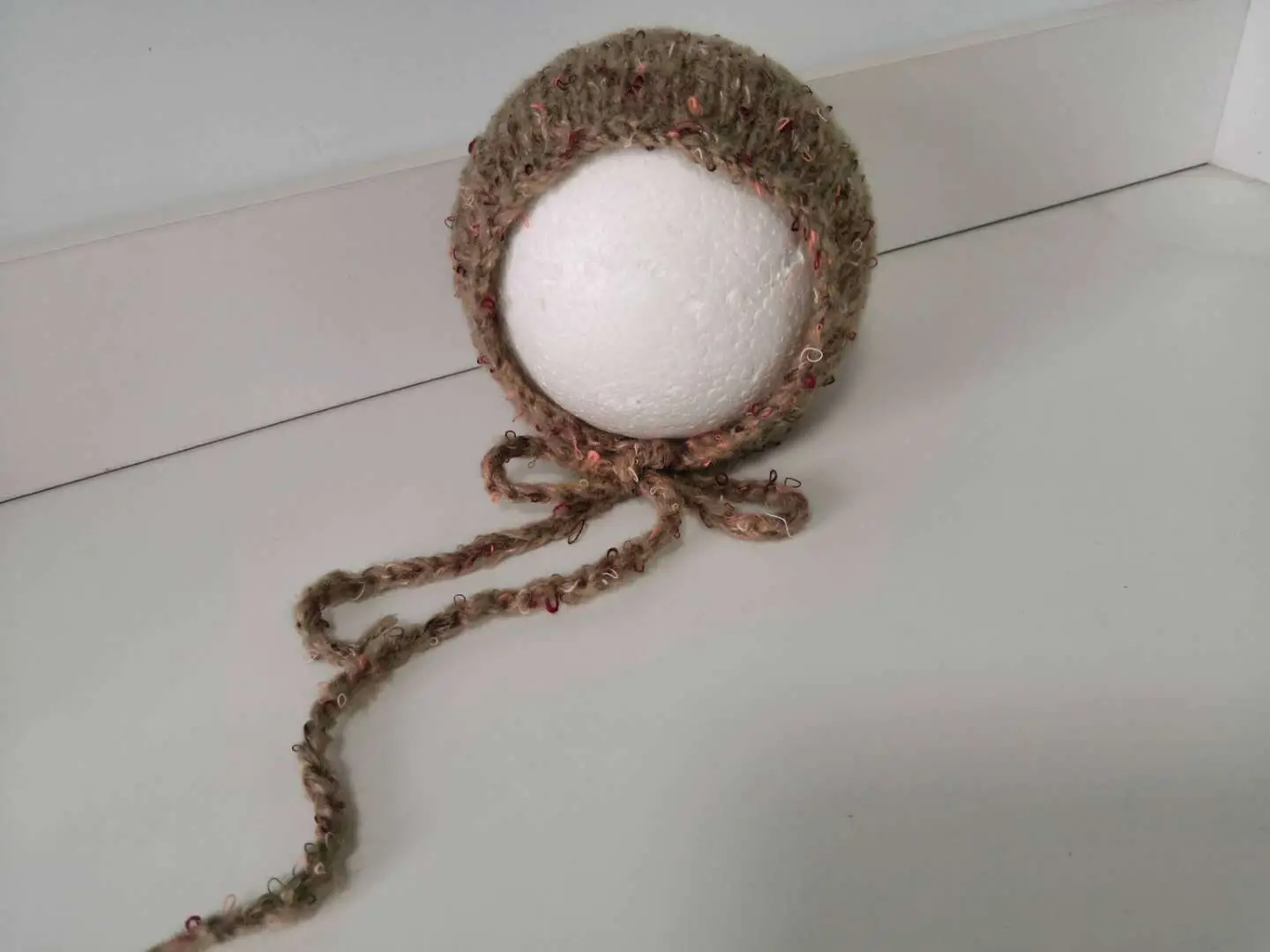 Newborn Photo Hat with Full Moon Design Wool Knit - Image 6