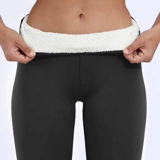 Women's Navy Blue Padded Winter Leggings with "Soft Clouds" Logo - Image 2