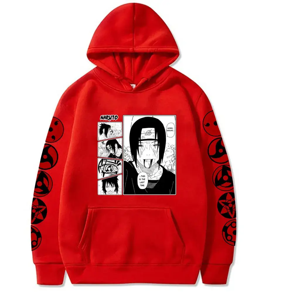 Naruto Sasuke Fleece Hoodie Black Large - Image 9
