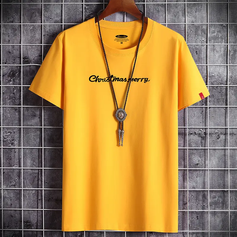 Men White Christmas T-Shirt Round Neck Cotton Loose Fit - Image 7