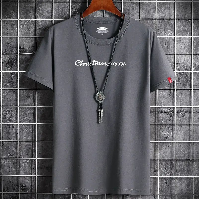 Men White Christmas T-Shirt Round Neck Cotton Loose Fit - Image 9