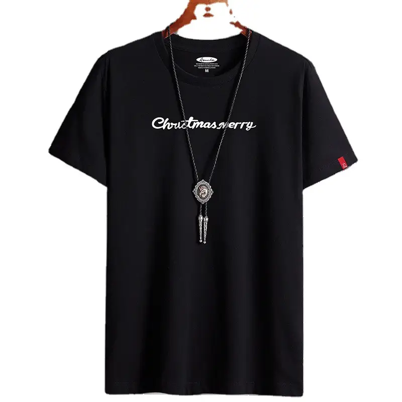 Men White Christmas T-Shirt Round Neck Cotton Loose Fit - Image 10