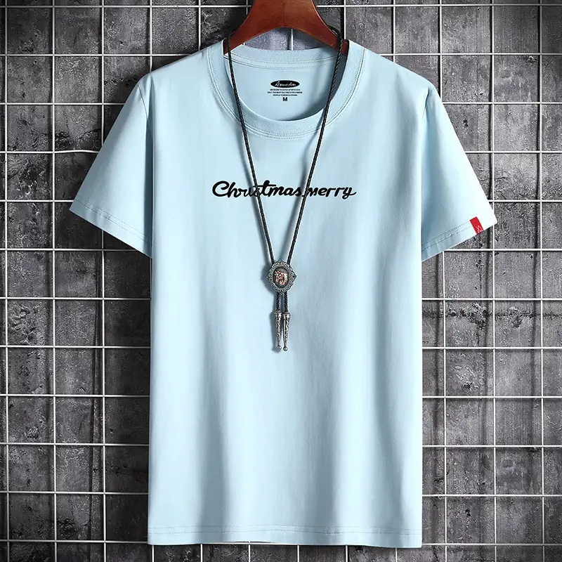 Men White Christmas T-Shirt Round Neck Cotton Loose Fit - Image 5
