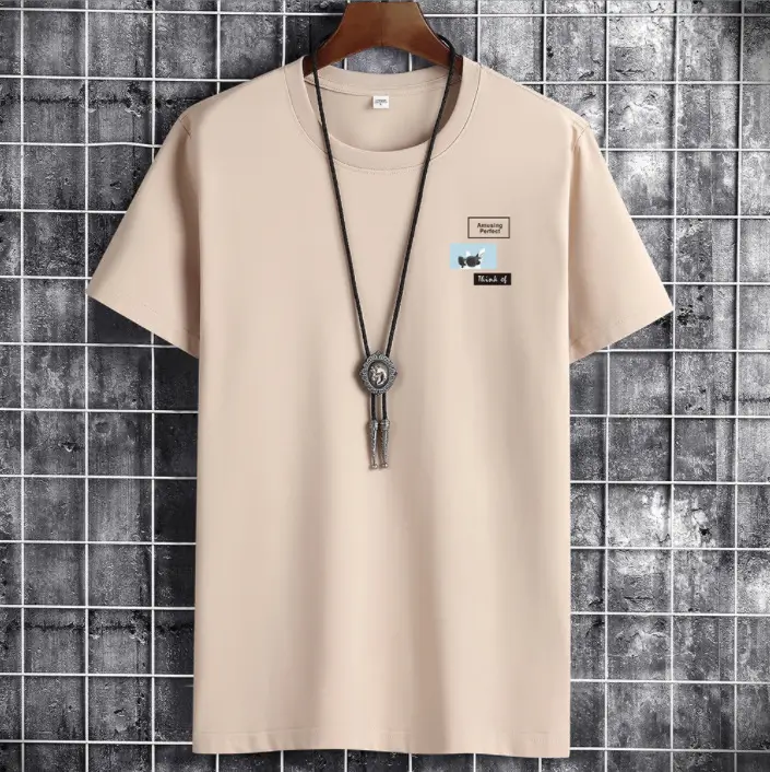 Men Yellow Cotton T-Shirt Round Neck Loose Fit - Image 6