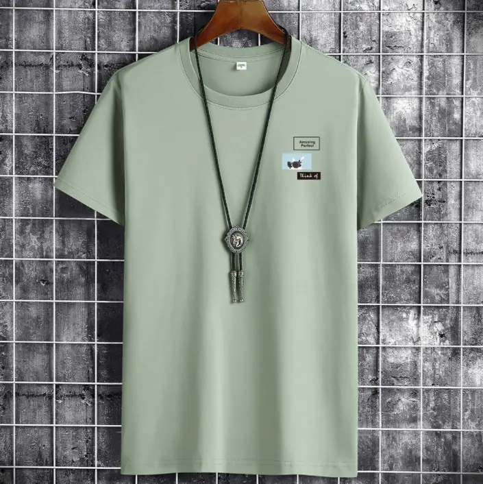 Men Yellow Cotton T-Shirt Round Neck Loose Fit - Image 8