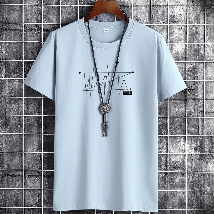 Men White Heart Print T-Shirt Casual Spring Autumn - Image 5