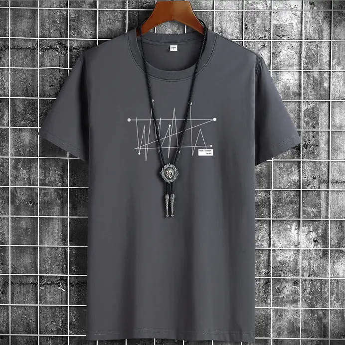 Men White Heart Print T-Shirt Casual Spring Autumn - Image 2