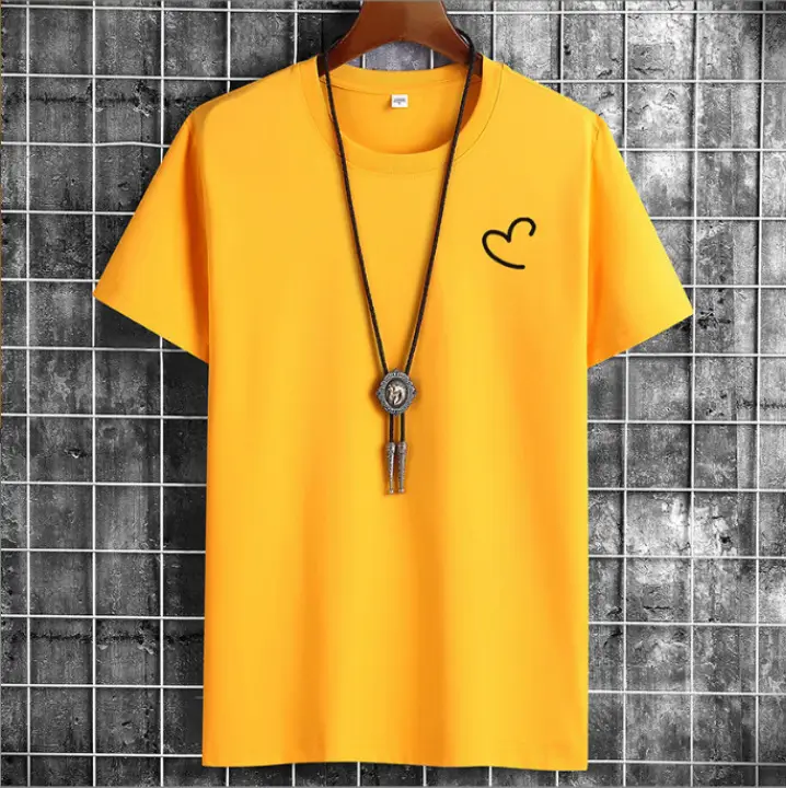 Men White Heart Print T-Shirt Casual Spring Autumn - Image 10