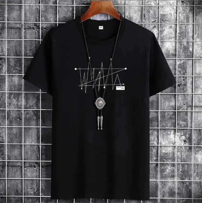 Men White Heart Print T-Shirt Casual Spring Autumn - Image 3