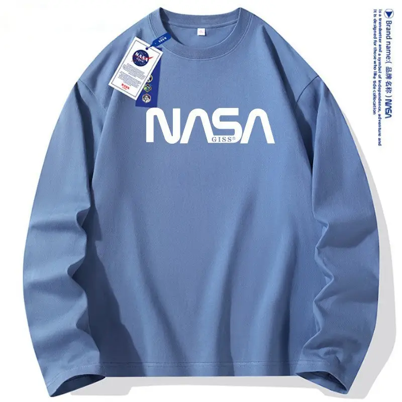 NASA Printed Cotton Sweatshirt for Men Women Blue