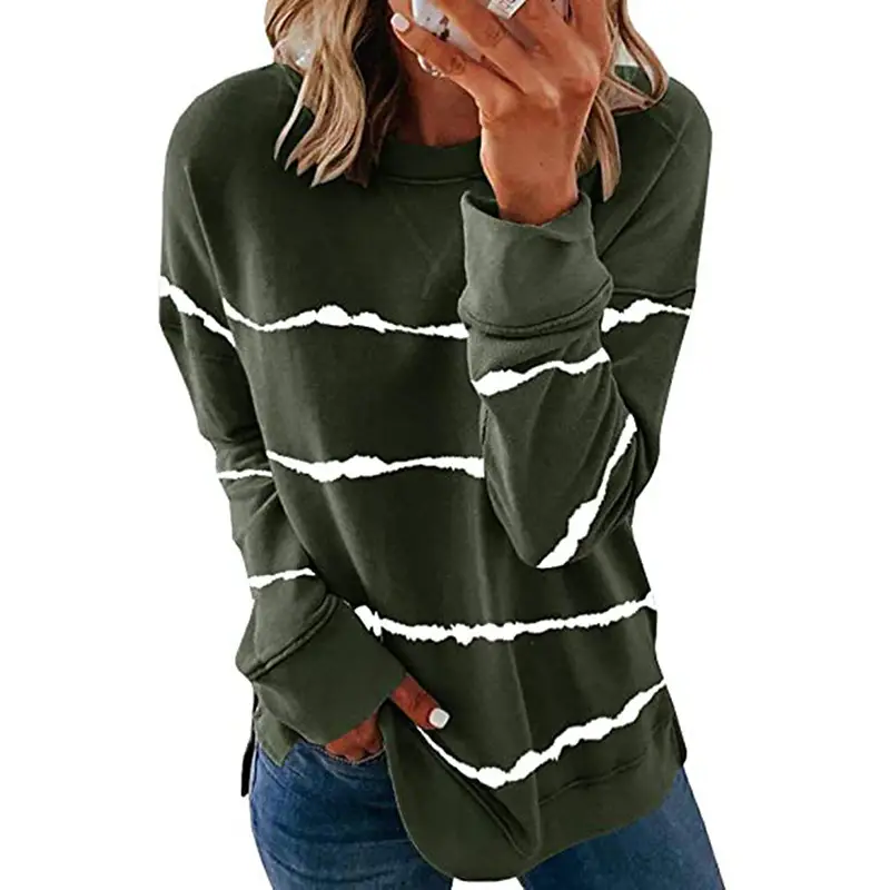 Women Maroon Striped Long Sleeve Sweater 2022 - Image 11