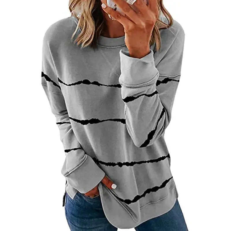 Women Maroon Striped Long Sleeve Sweater 2022 - Image 3