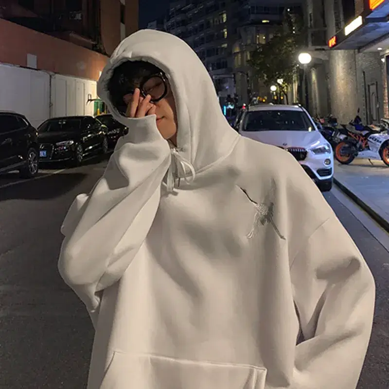 Men's Fleece Lined Hooded Sweatshirt Light Pink Plus Size - Image 6