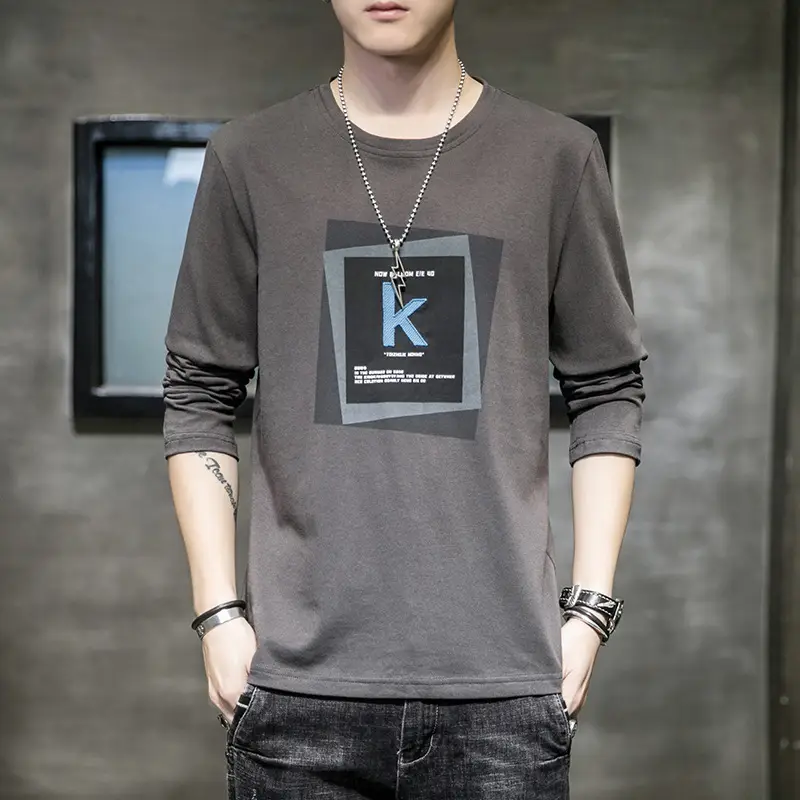 Men's Long Sleeve T-Shirt Brown KM Logo - Image 5