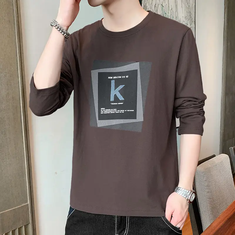 Men's Long Sleeve T-Shirt Brown KM Logo - Image 10