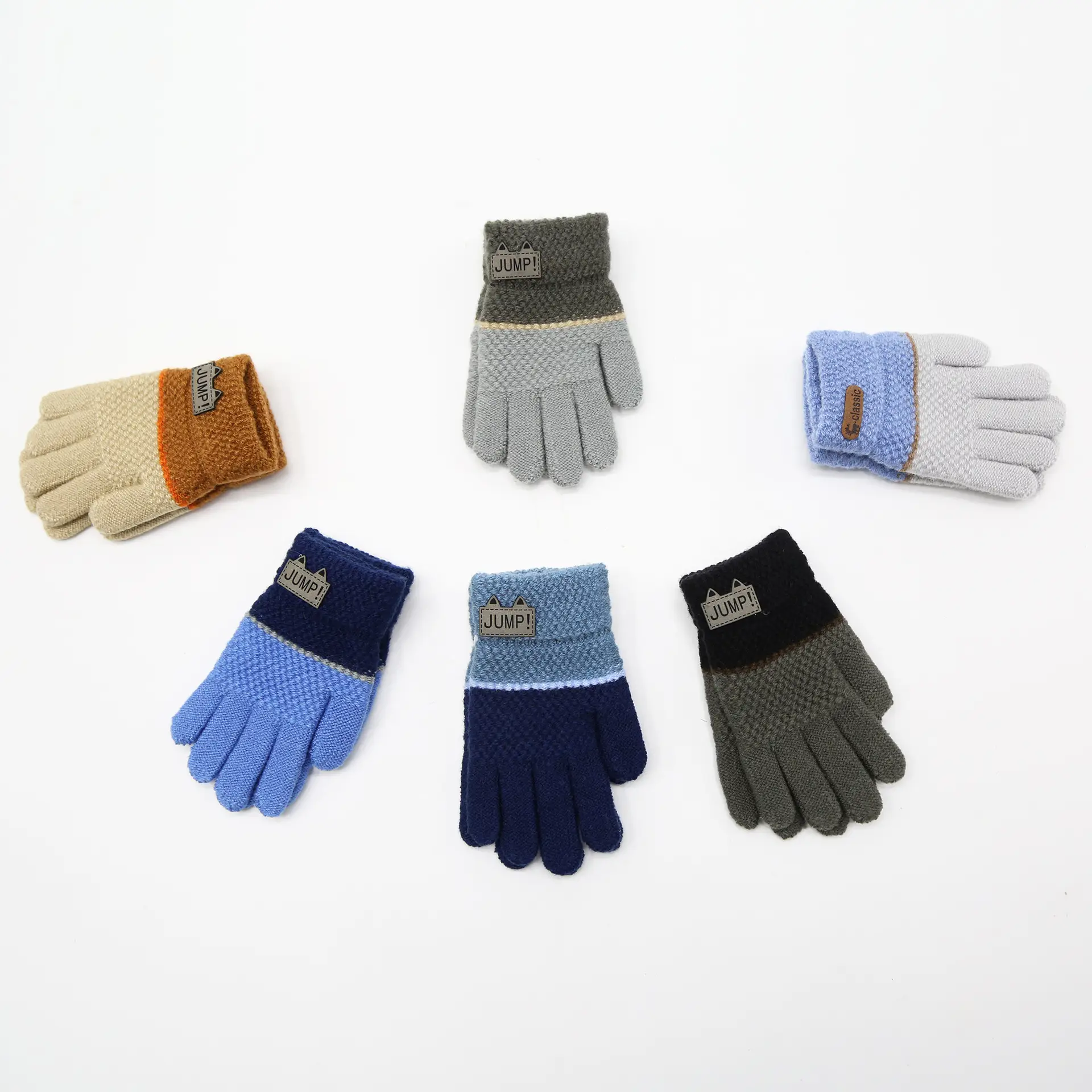 Children's Five-Finger Knitted Cycling Gloves Warm Multi Color - Image 9