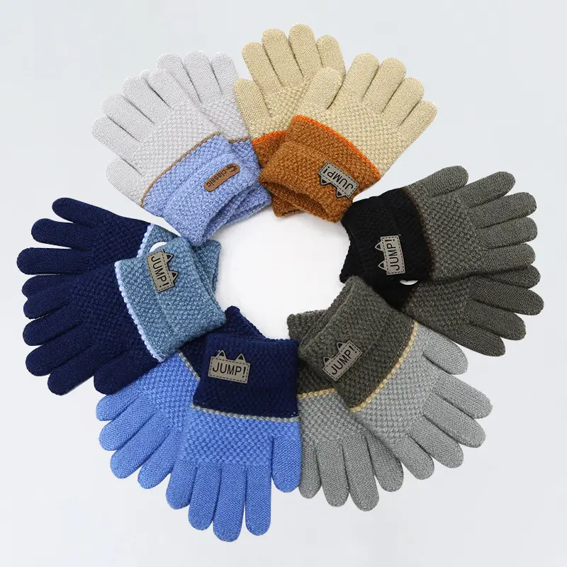 Children's Five-Finger Knitted Cycling Gloves Warm Multi Color - Image 10