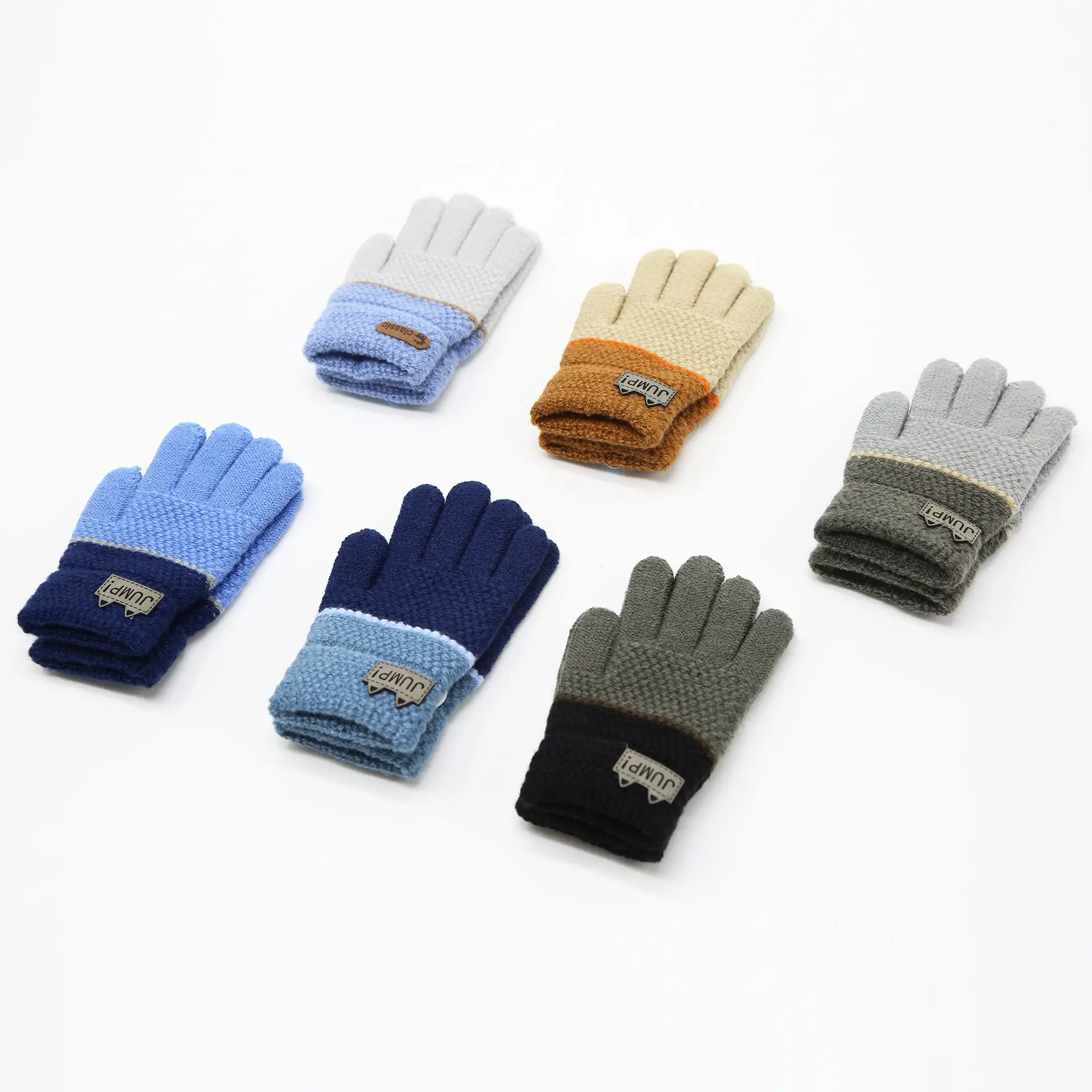 Children's Five-Finger Knitted Cycling Gloves Warm Multi Color - Image 11