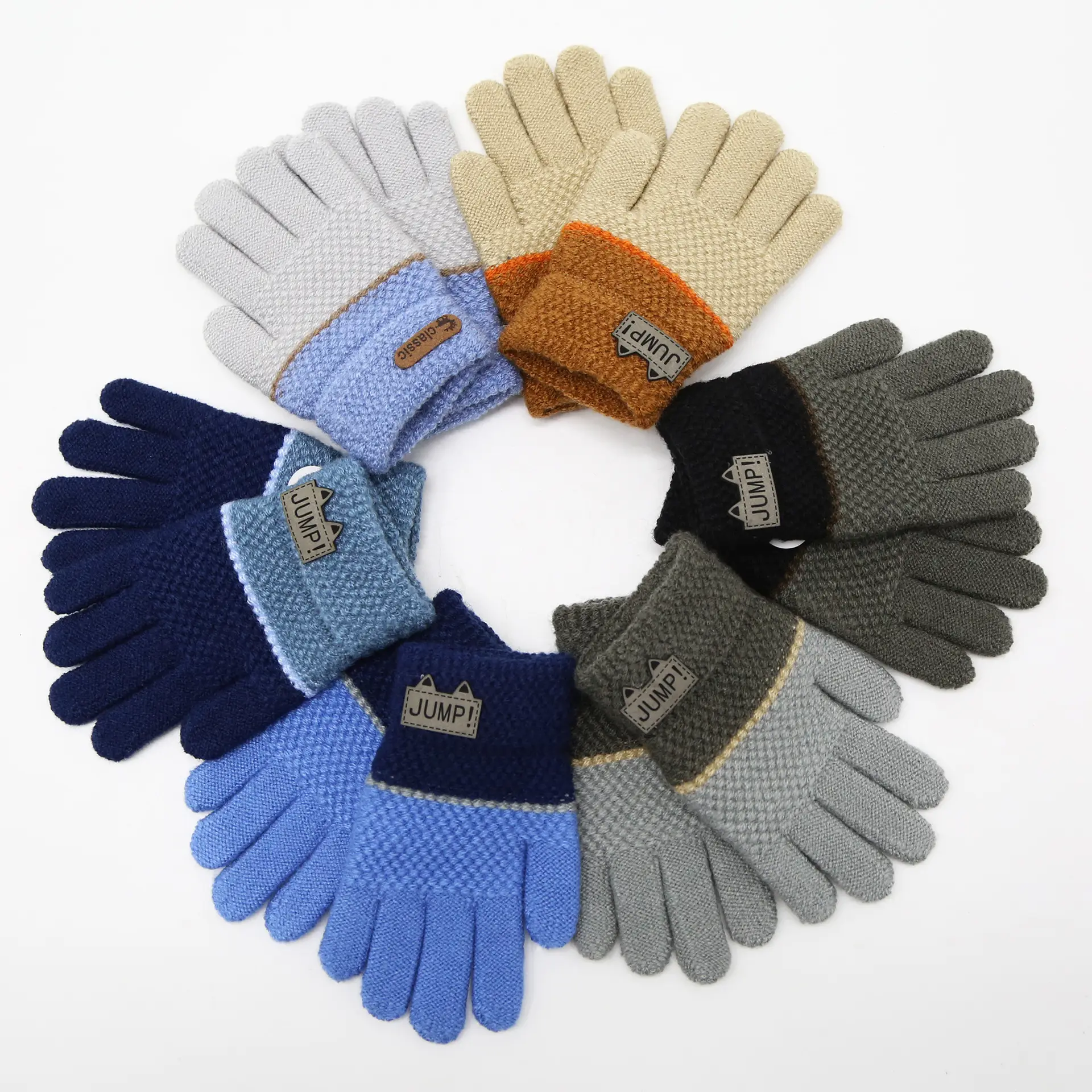Children's Five-Finger Knitted Cycling Gloves Warm Multi Color - Image 12