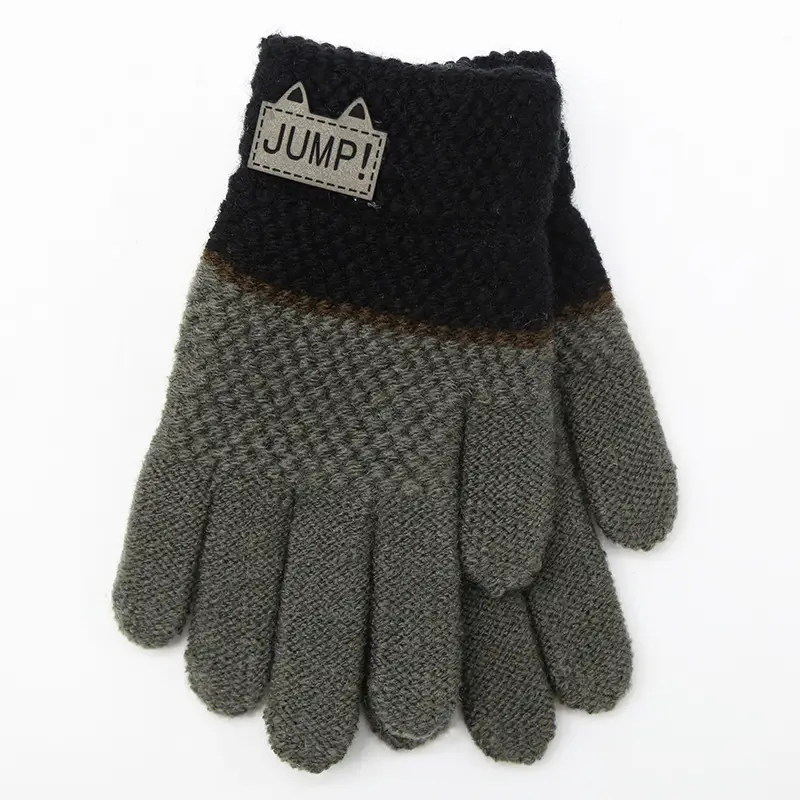 Children's Five-Finger Knitted Cycling Gloves Warm Multi Color - Image 2
