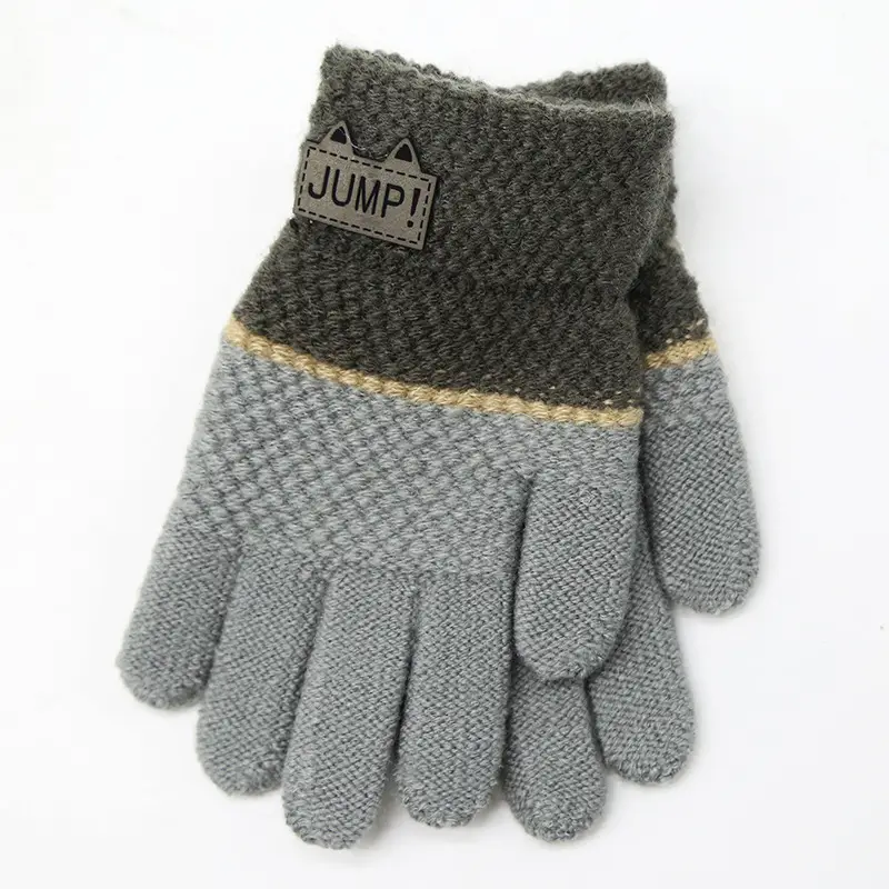 Children's Five-Finger Knitted Cycling Gloves Warm Multi Color - Image 3