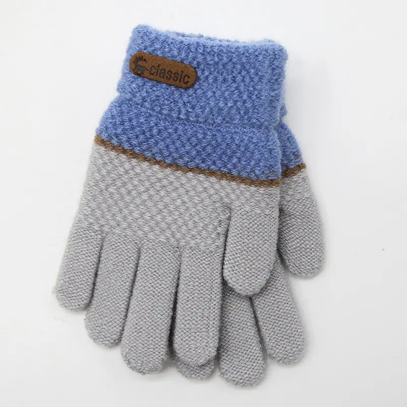 Children's Five-Finger Knitted Cycling Gloves Warm Multi Color - Image 4