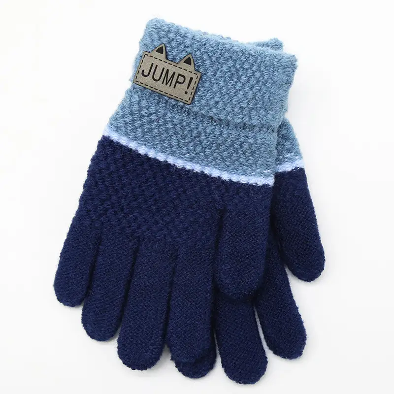 Children's Five-Finger Knitted Cycling Gloves Warm Multi Color - Image 6