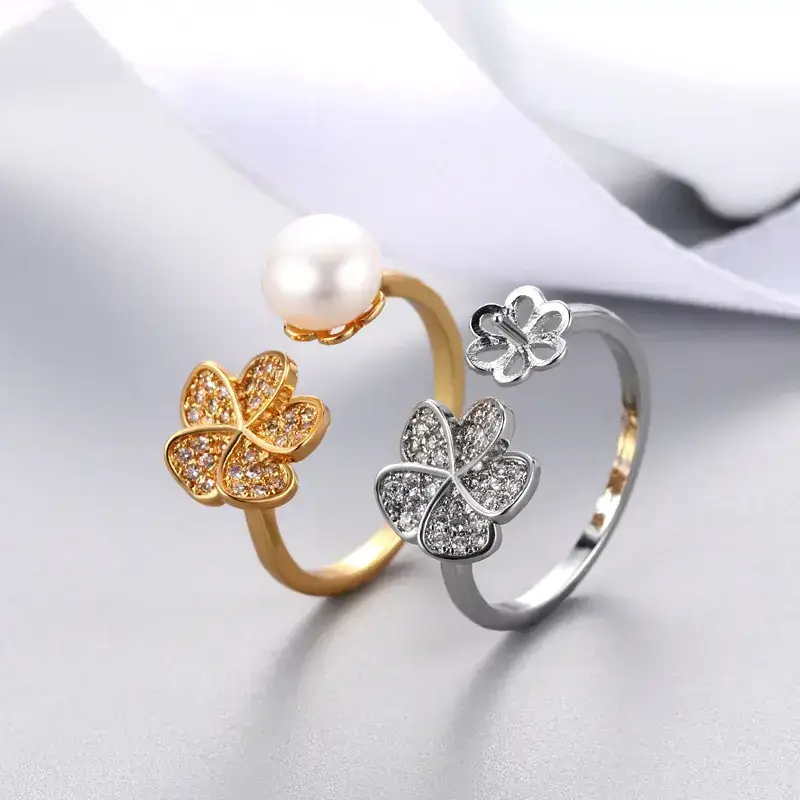 Adjustable Silver Pearl Butterfly Ring for Women - Image 6