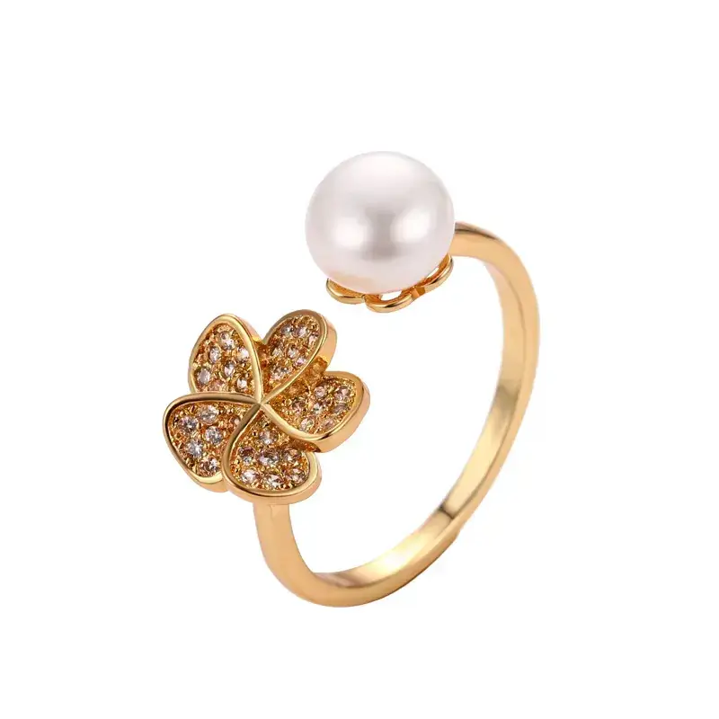 Adjustable Silver Pearl Butterfly Ring for Women - Image 9