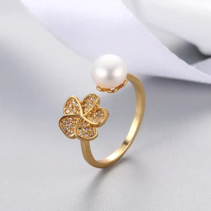 Adjustable Silver Pearl Butterfly Ring for Women - Image 2