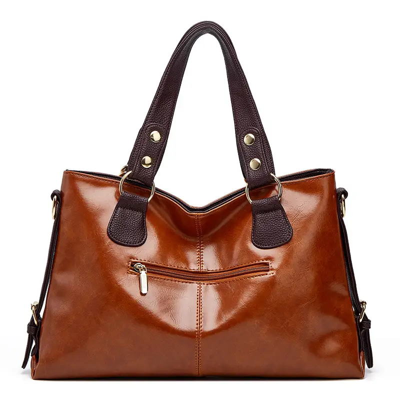 Women's Red Leather Tote Bag 2023 Autumn - Image 9