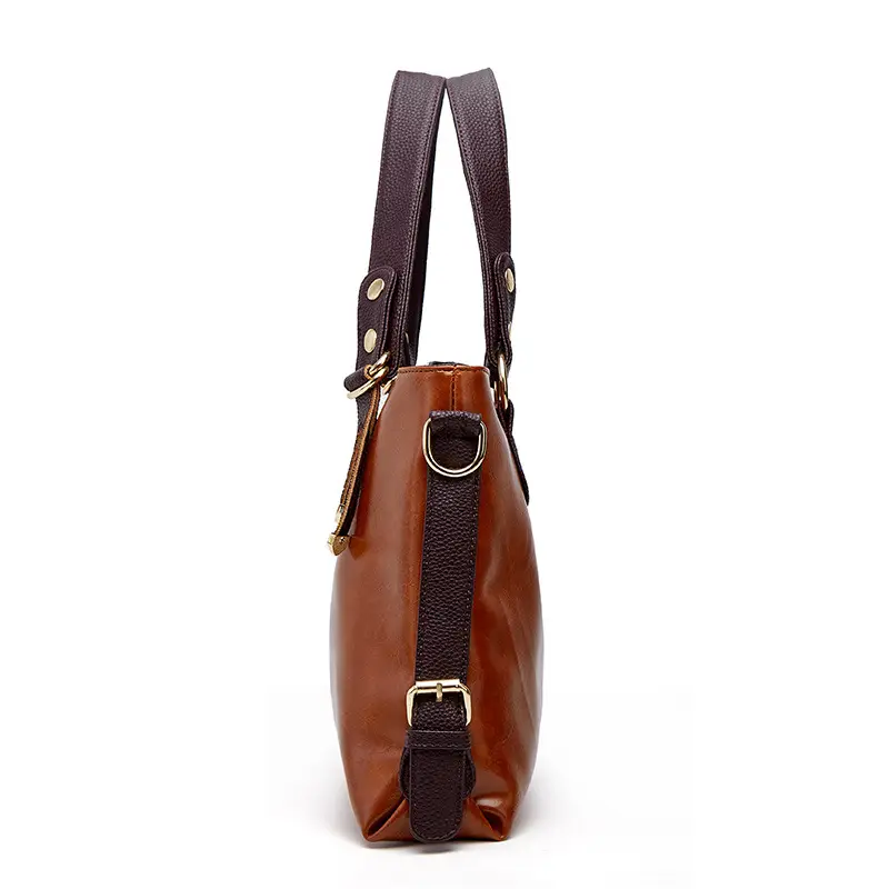 Women's Red Leather Tote Bag 2023 Autumn - Image 10