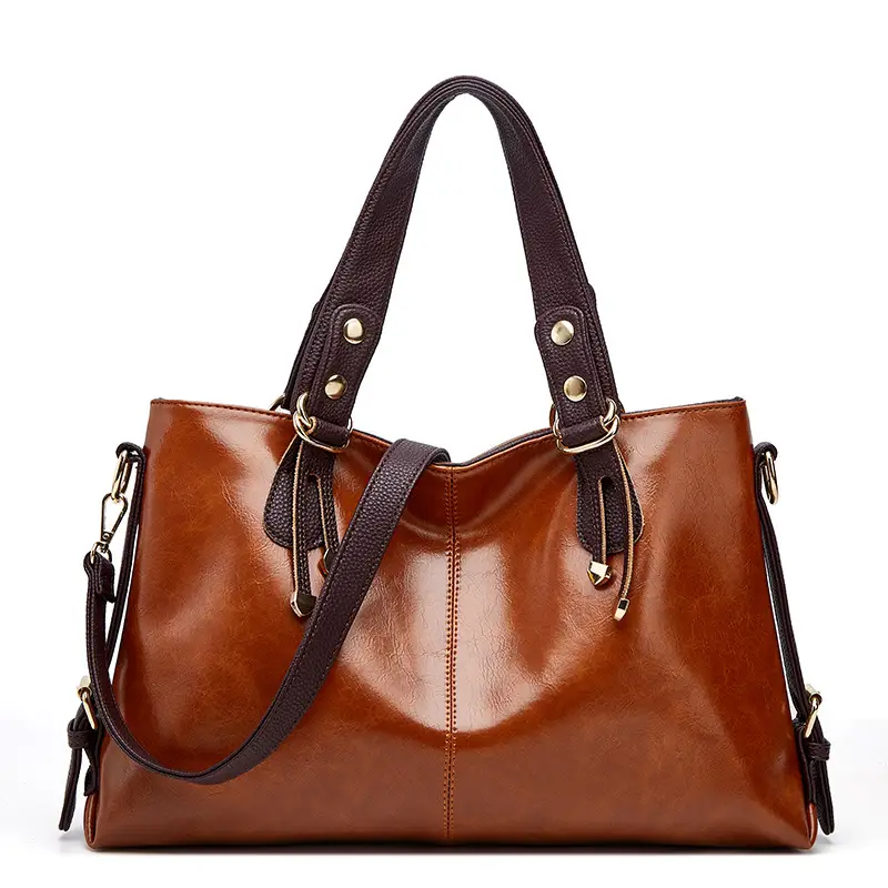 Women's Red Leather Tote Bag 2023 Autumn - Image 5