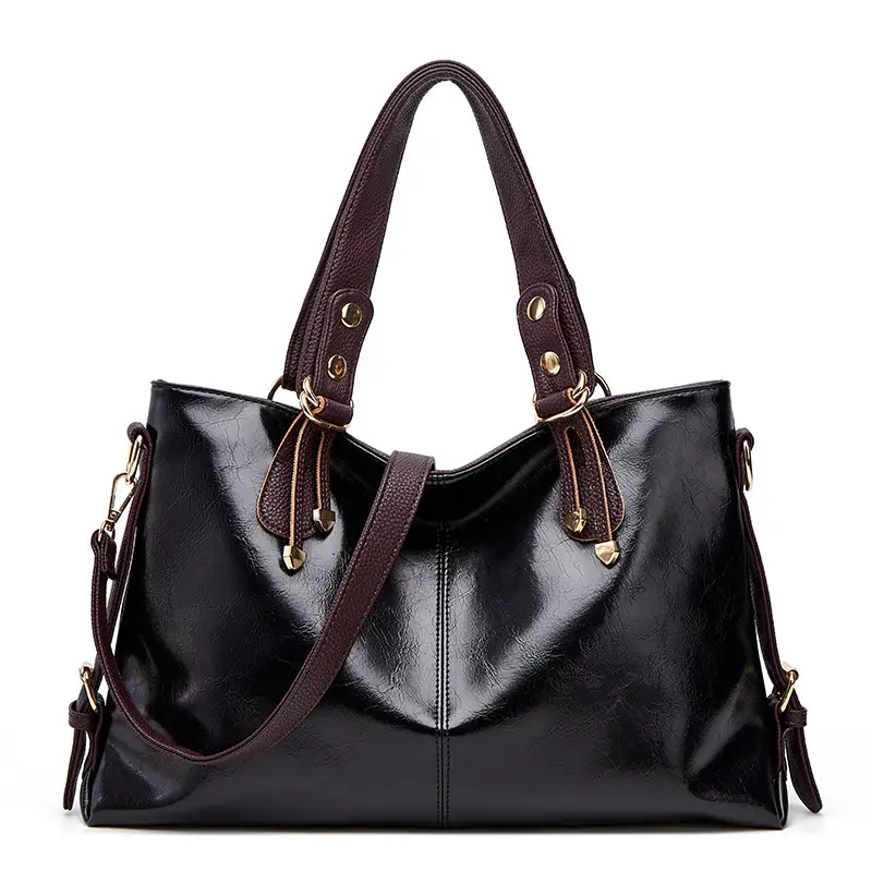 Women's Red Leather Tote Bag 2023 Autumn - Image 3