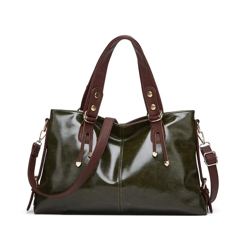 Women's Red Leather Tote Bag 2023 Autumn - Image 6