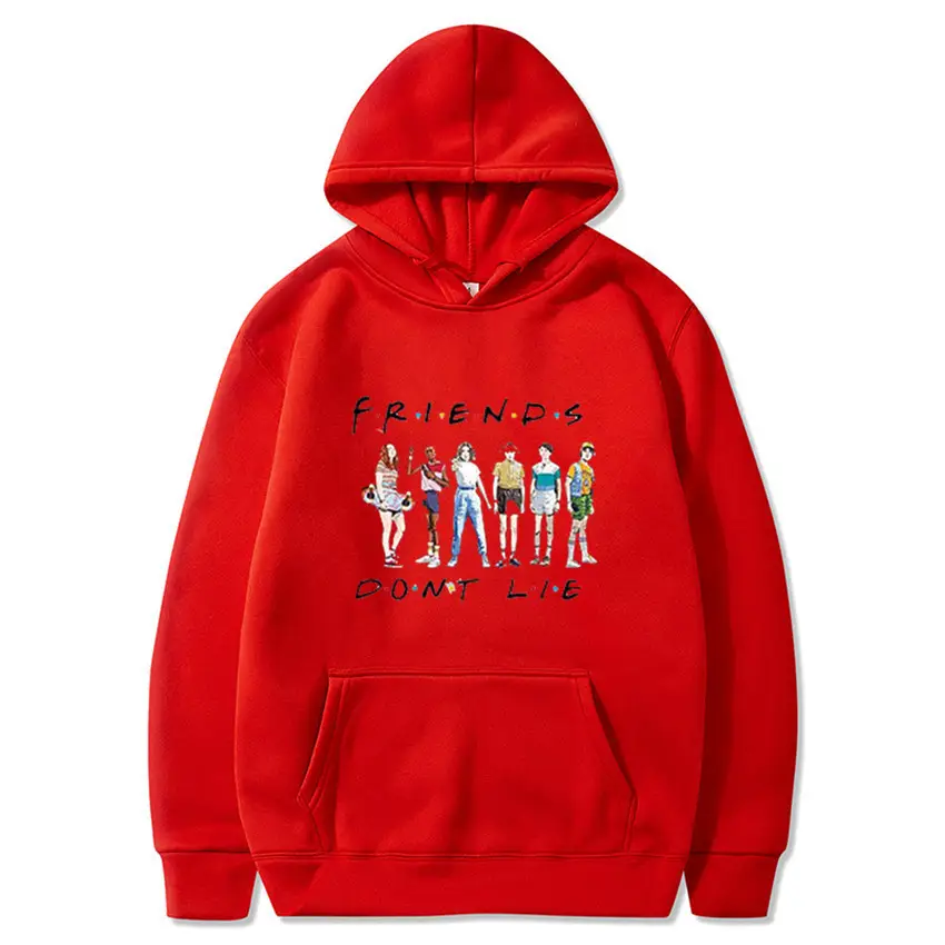 Stranger Things 3 Tide Friends Hooded Sweatshirt Pink - Image 19