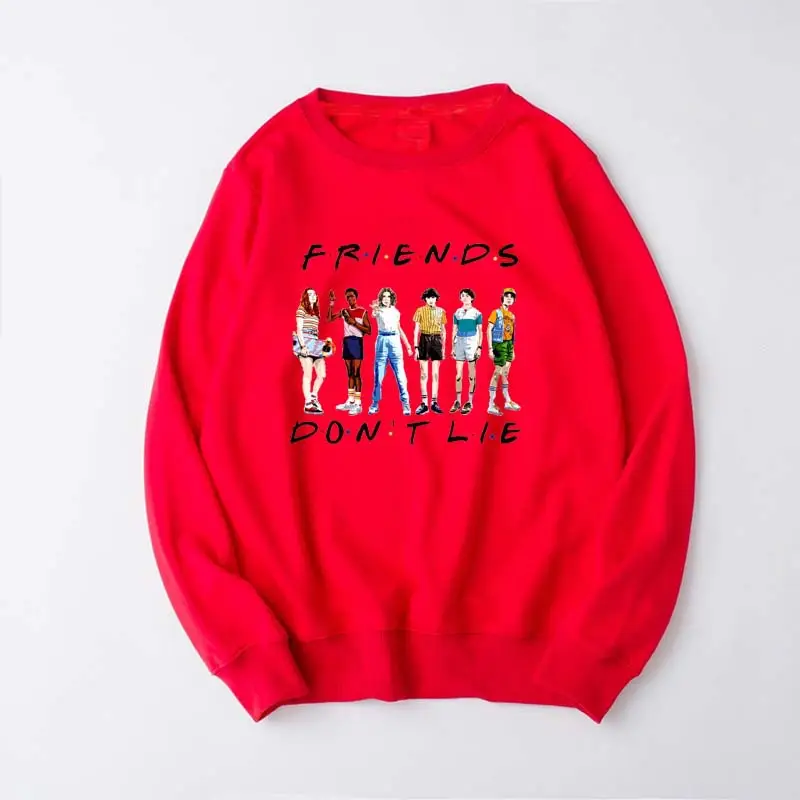 Stranger Things 3 Tide Friends Hooded Sweatshirt Pink - Image 11