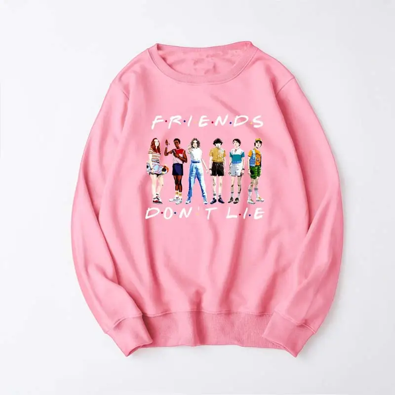 Stranger Things 3 Tide Friends Hooded Sweatshirt Pink - Image 12