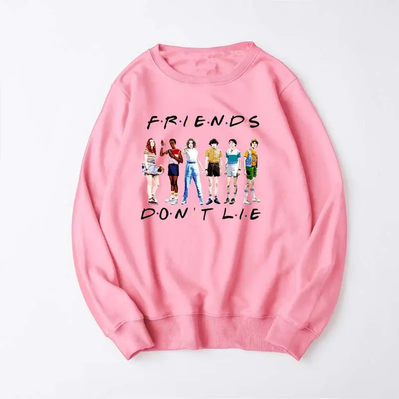 Stranger Things 3 Tide Friends Hooded Sweatshirt Pink - Image 13