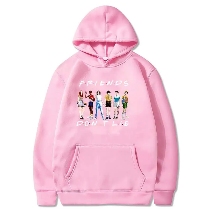 Stranger Things 3 Tide Friends Hooded Sweatshirt Pink - Image 2
